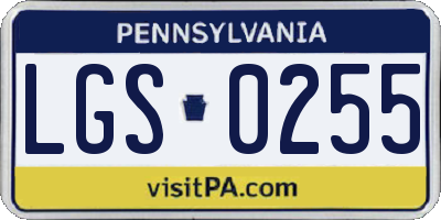PA license plate LGS0255