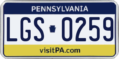 PA license plate LGS0259