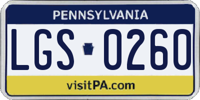 PA license plate LGS0260