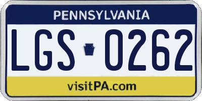 PA license plate LGS0262