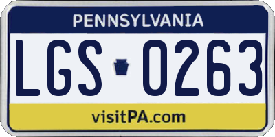 PA license plate LGS0263
