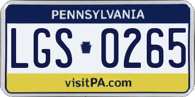 PA license plate LGS0265