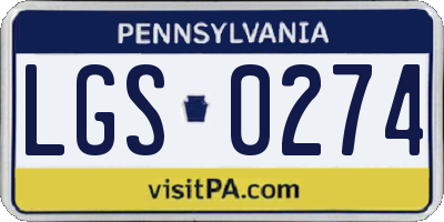 PA license plate LGS0274