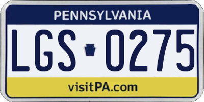 PA license plate LGS0275
