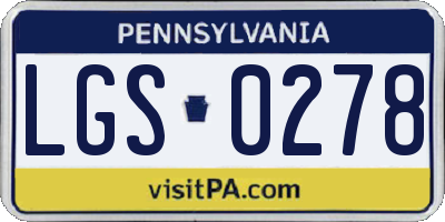 PA license plate LGS0278