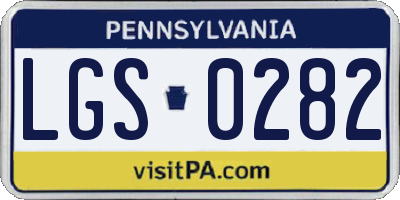 PA license plate LGS0282