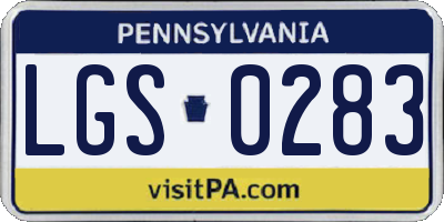 PA license plate LGS0283