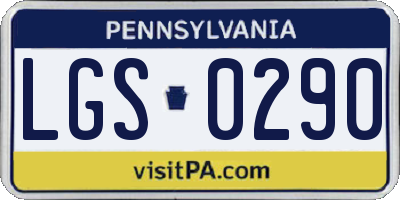 PA license plate LGS0290