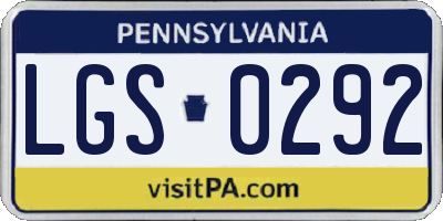 PA license plate LGS0292