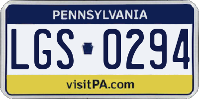 PA license plate LGS0294