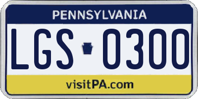 PA license plate LGS0300
