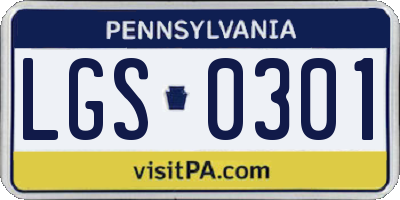 PA license plate LGS0301