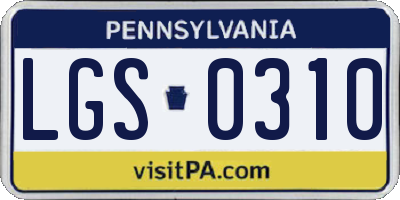 PA license plate LGS0310