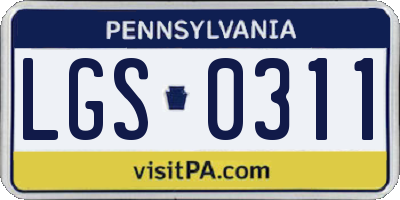 PA license plate LGS0311