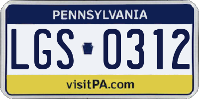 PA license plate LGS0312