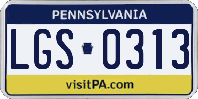 PA license plate LGS0313