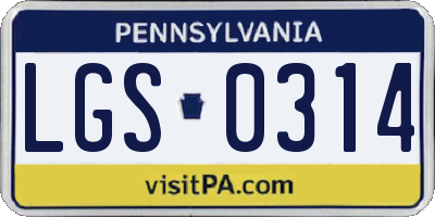 PA license plate LGS0314