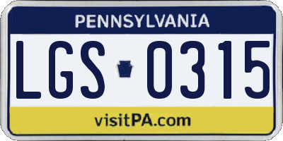 PA license plate LGS0315