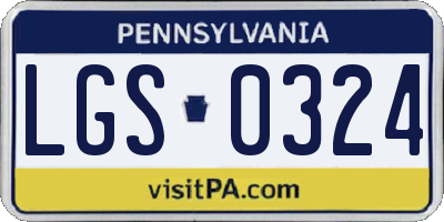 PA license plate LGS0324