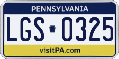 PA license plate LGS0325