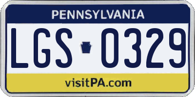 PA license plate LGS0329