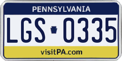 PA license plate LGS0335