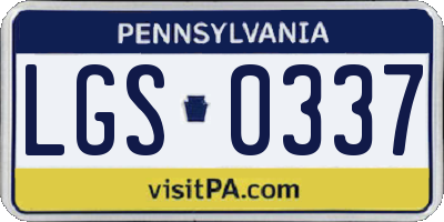 PA license plate LGS0337