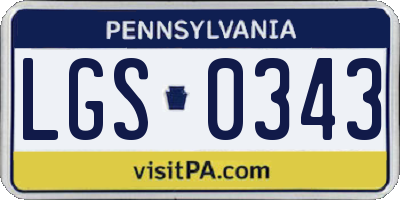 PA license plate LGS0343