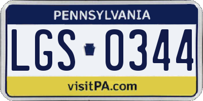 PA license plate LGS0344