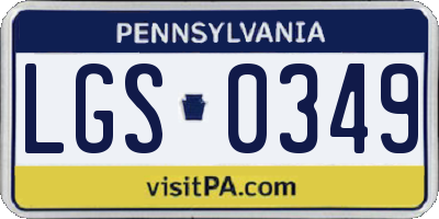 PA license plate LGS0349
