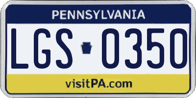 PA license plate LGS0350