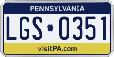 PA license plate LGS0351