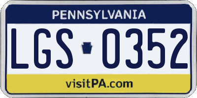PA license plate LGS0352