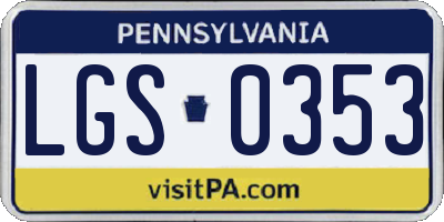 PA license plate LGS0353