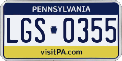 PA license plate LGS0355