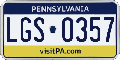 PA license plate LGS0357
