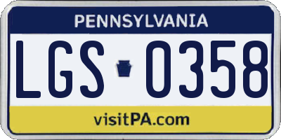 PA license plate LGS0358