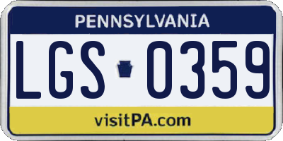 PA license plate LGS0359
