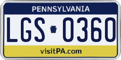 PA license plate LGS0360
