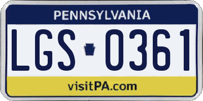 PA license plate LGS0361