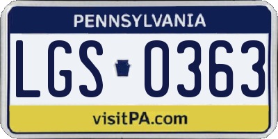 PA license plate LGS0363
