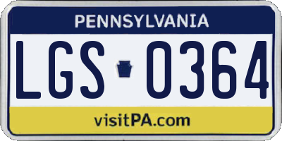 PA license plate LGS0364