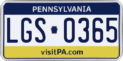 PA license plate LGS0365