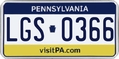 PA license plate LGS0366