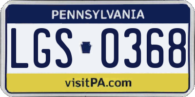 PA license plate LGS0368