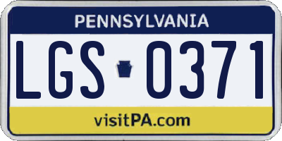 PA license plate LGS0371