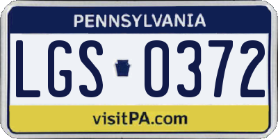 PA license plate LGS0372