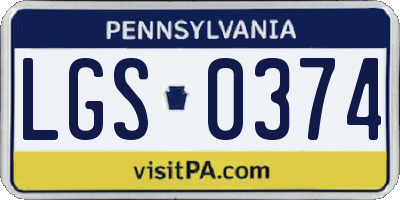 PA license plate LGS0374