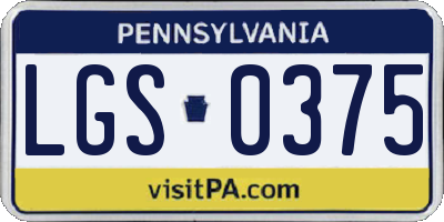 PA license plate LGS0375