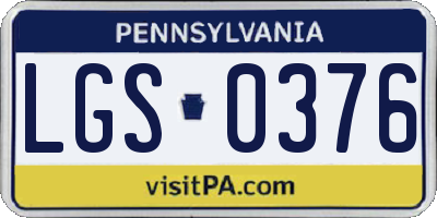 PA license plate LGS0376
